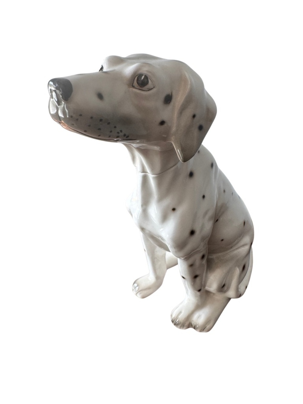 White and Black Spot Ceramic Dalmatian Dog Figurine - Vtg Decantur